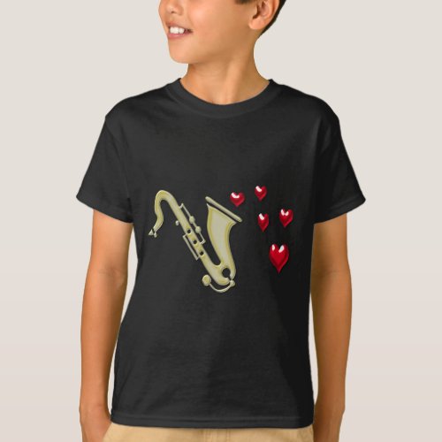 I Love Saxaphone Hearts T_Shirt