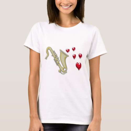 I Love Saxaphone Hearts T_Shirt