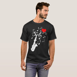 I Love Saxophone Music black funny T-Shirt