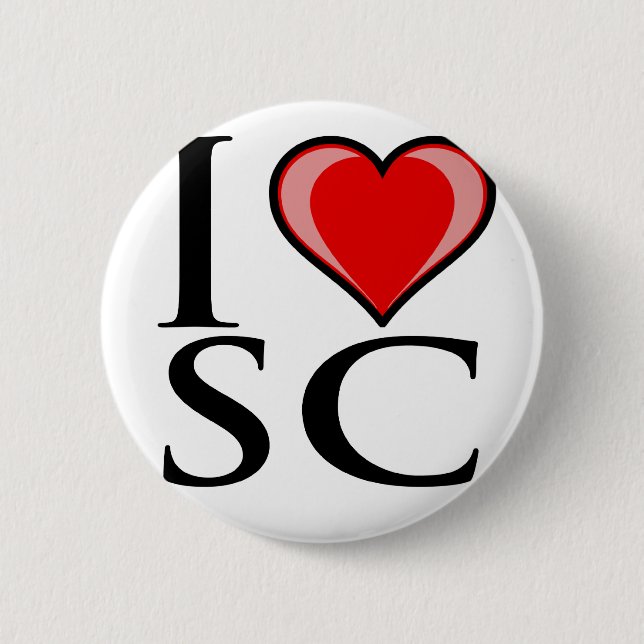I Love SC - South Carolina Pinback Button (Front)