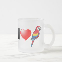 I Love Scarlet Macaws Frosted Glass Mug