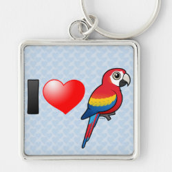 I Love Scarlet Macaws Premium Square Keychain