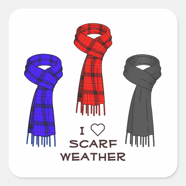 I Love Scarves! Square Sticker (Front)