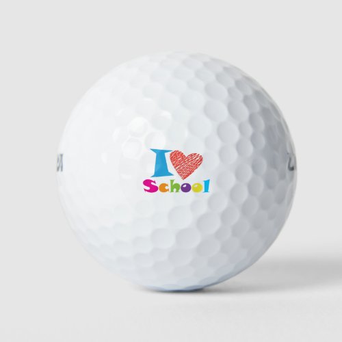 I Love School Back To School Cartoon Cute Heart Golf Balls