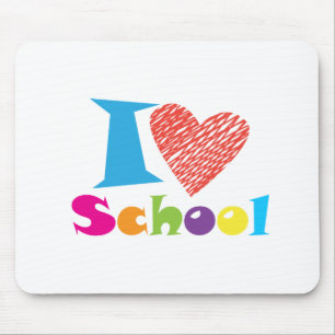 I Love School. Back To School. Cartoon Cute Heart Mouse Pad