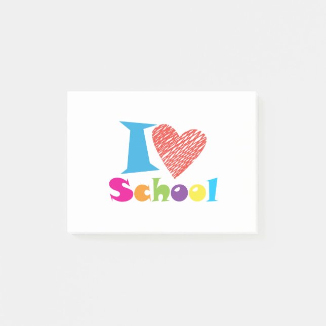 I Love School. Back To School. Cartoon Cute Heart Post-it Notes (Front)