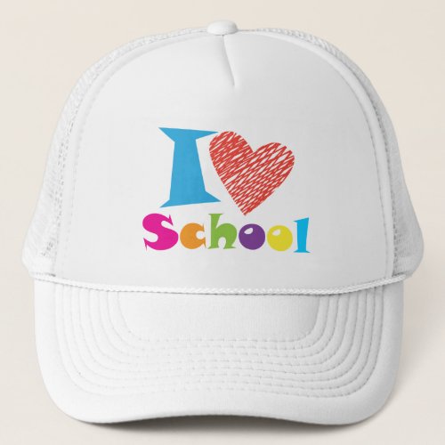 I Love School Back to School Cartoon Graduation Trucker Hat