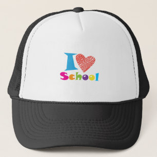 I Love School. Back To School. Cartoon Graduation Trucker Hat
