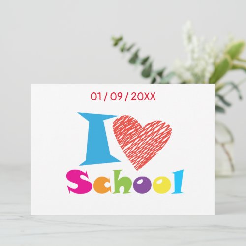 I Love School Back to School Cartoon Invitation