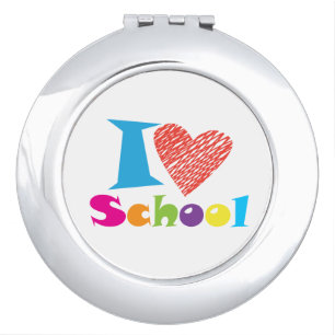 I Love School. Back to School. Cartoon T-Shirt Key Compact Mirror