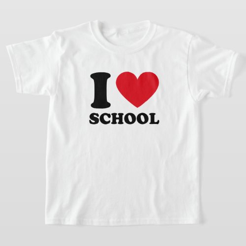 I Love School Back To School  Red Heart  T_Shirt