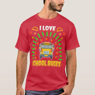 I Love School Buses Rainbow Bus Driver Matching 10 T-Shirt