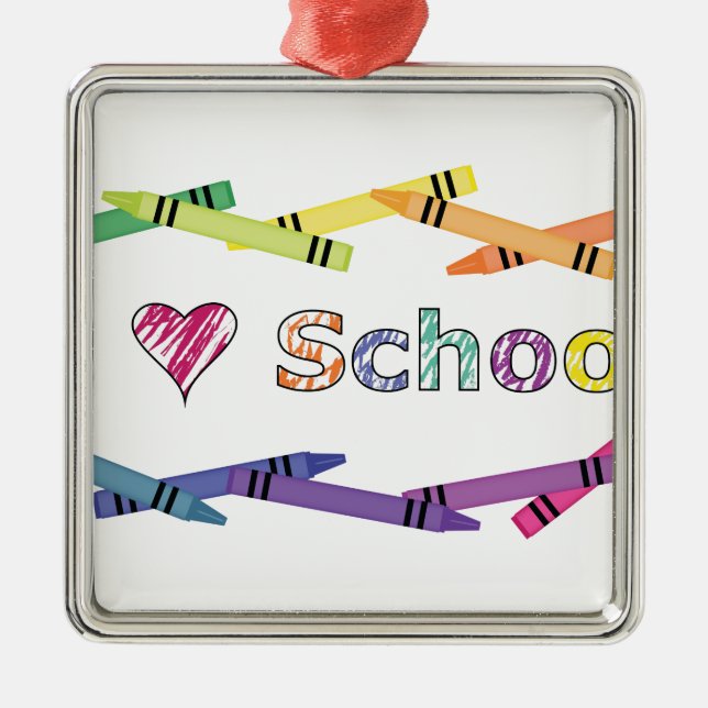 I Love School Metal Ornament (Front)