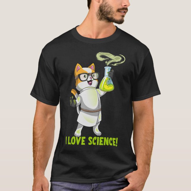 I Love Science Cat Chemistry Cute Cation Pawsitive T-Shirt (Front)
