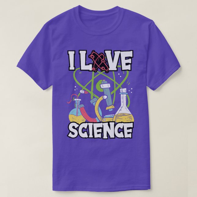 I Love Science Chemistry Physics Teacher Premium  T-Shirt (Design Front)