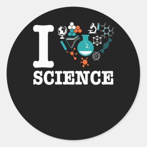 I Love Science Classic Round Sticker