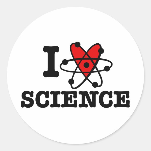 I Love Science Classic Round Sticker (Front)
