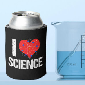 I Love Science Cool Scientist Atom Model Black Can Cooler
