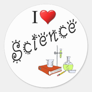 I Love Science Heart Lab Classroom Classic Round Sticker