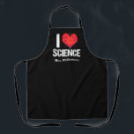 I Love Science Monogram Black Scientist Apron<br><div class="desc">A cool science teacher monogram apron that features an awesome I Love Science pattern with a red heart wrapped with an atom model.</div>