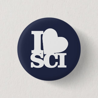 I Love Science pin blue