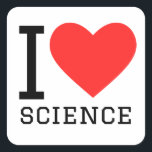 I love science square sticker<br><div class="desc">I love science ,  for experiments lovers</div>