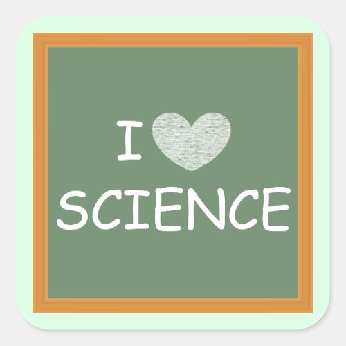 I Love Science Square Sticker