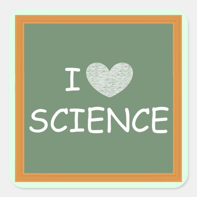 I Love Science Square Sticker (Front)