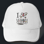 I love Science Trucker Hat<br><div class="desc">Awesome Science Design featuring an atom symbol and the quote "I love science". A perfect match for every scientist,  science student,  science teacher and science lover. Great Gift idea.</div>