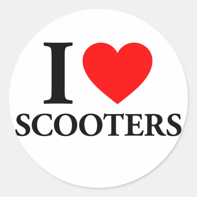 I Love Scooters Classic Round Sticker (Front)