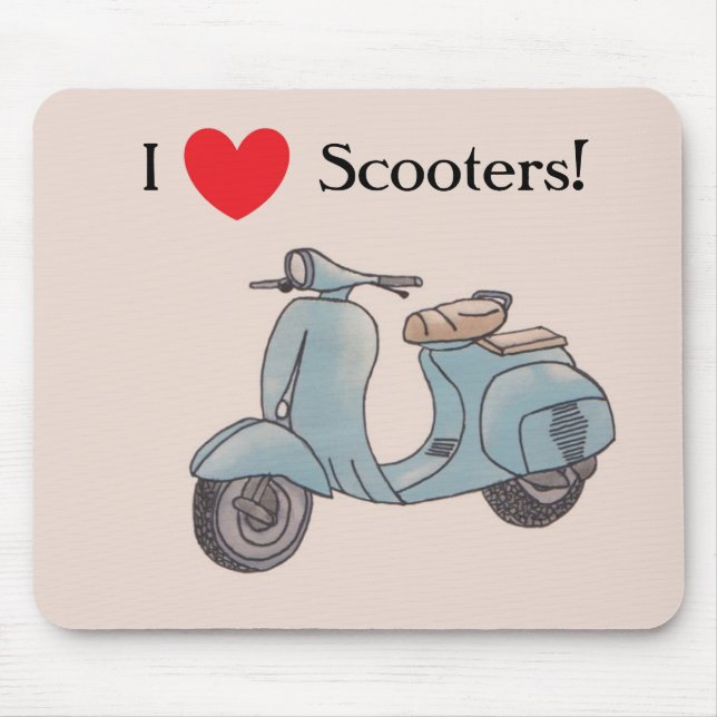I Love Scooters! Mousepad (Front)