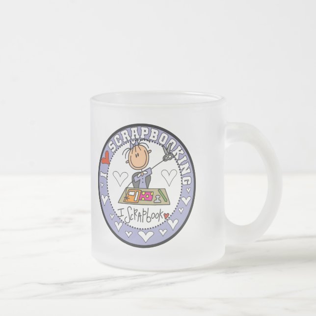 I Love Scrapbooking Tshirts and Gifts Frosted Glass Coffee Mug (Right)