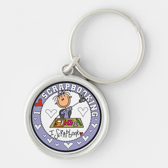 I Love Scrapbooking Tshirts and Gifts Keychain (Front)