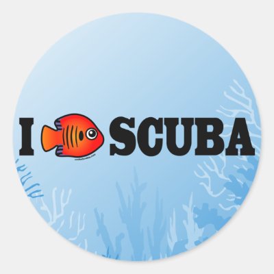 I Love Scuba Classic Round Sticker