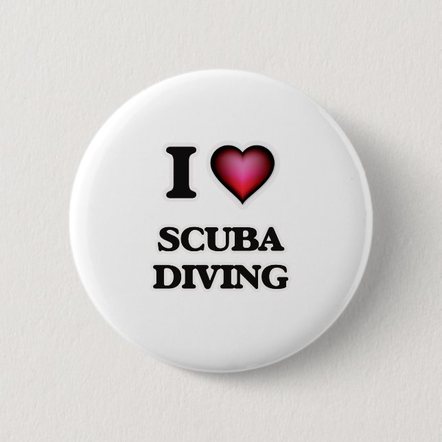 I Love Scuba Diving Button (Front)