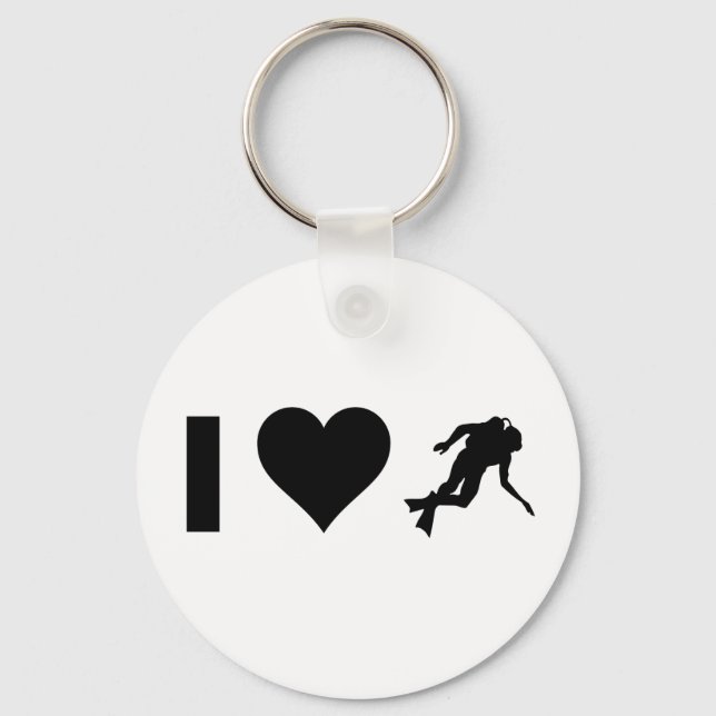 I Love Scuba diving Keychain (Front)