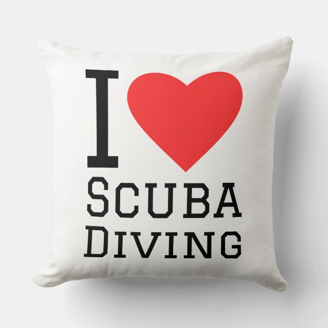 I love scuba diving throw pillow (Front)