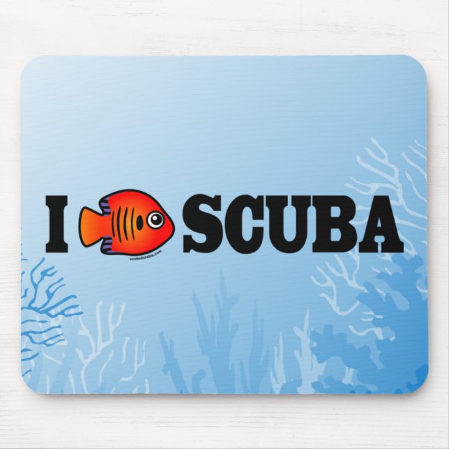 I Love Scuba Mouse Pad (Front)