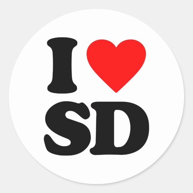 I LOVE SD CLASSIC ROUND STICKER (Front)