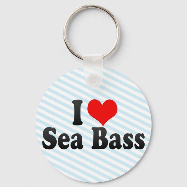 I Love Sea Bass Keychain (Front)