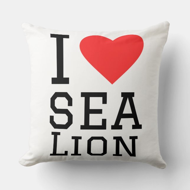 I love sea leon throw pillow (Front)