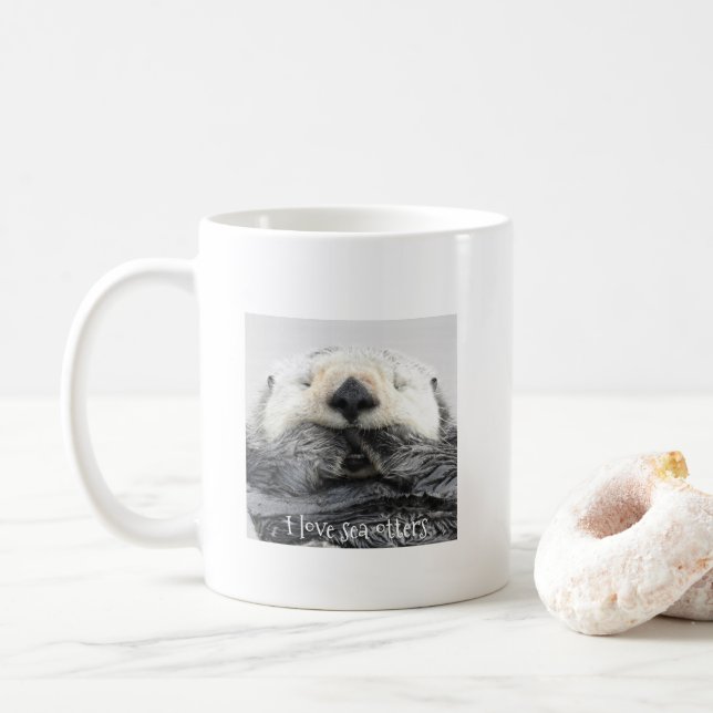 I love sea otters coffee mug (With Donut)