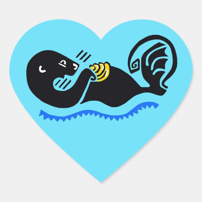 I love Sea OTTERS - Wildlife - Nature - Blue Heart Sticker (Front)