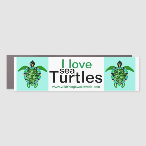 I love Sea TURTLES _ Aqua green car magnet