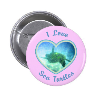 I Love Sea Turtles Buttons