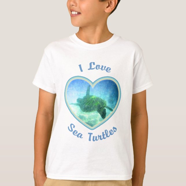 I Love Sea Turtles Kids' Shirts (Front)