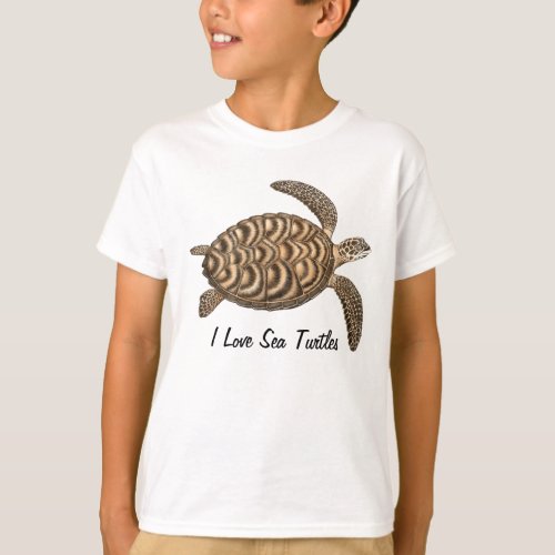 I Love Sea Turtles Kids T_Shirt