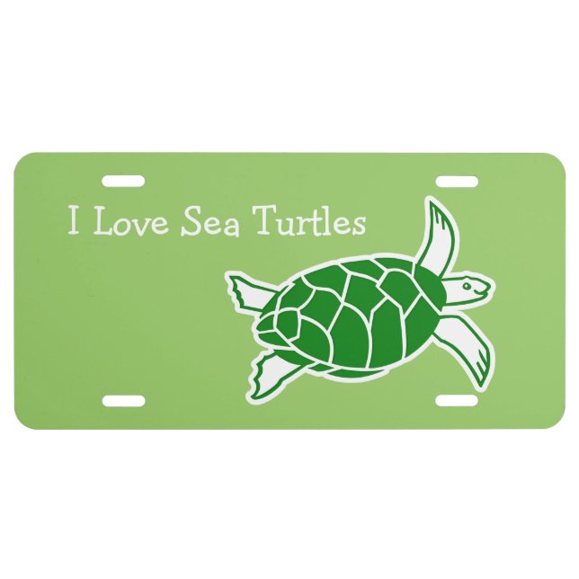 I Love Sea Turtles License Plates (Front)