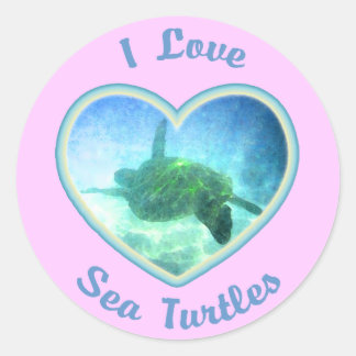 I Love Sea Turtles Stickers