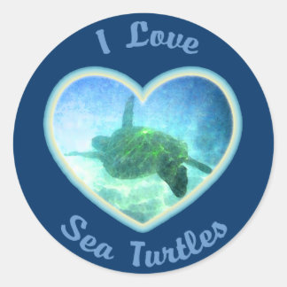 I Love Sea Turtles Stickers